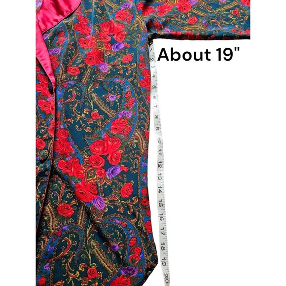 Victorias Secret Gold Label Womens Sleep Shirt Size Medium Red Rose Paisley Vtg - Picture 10 of 11